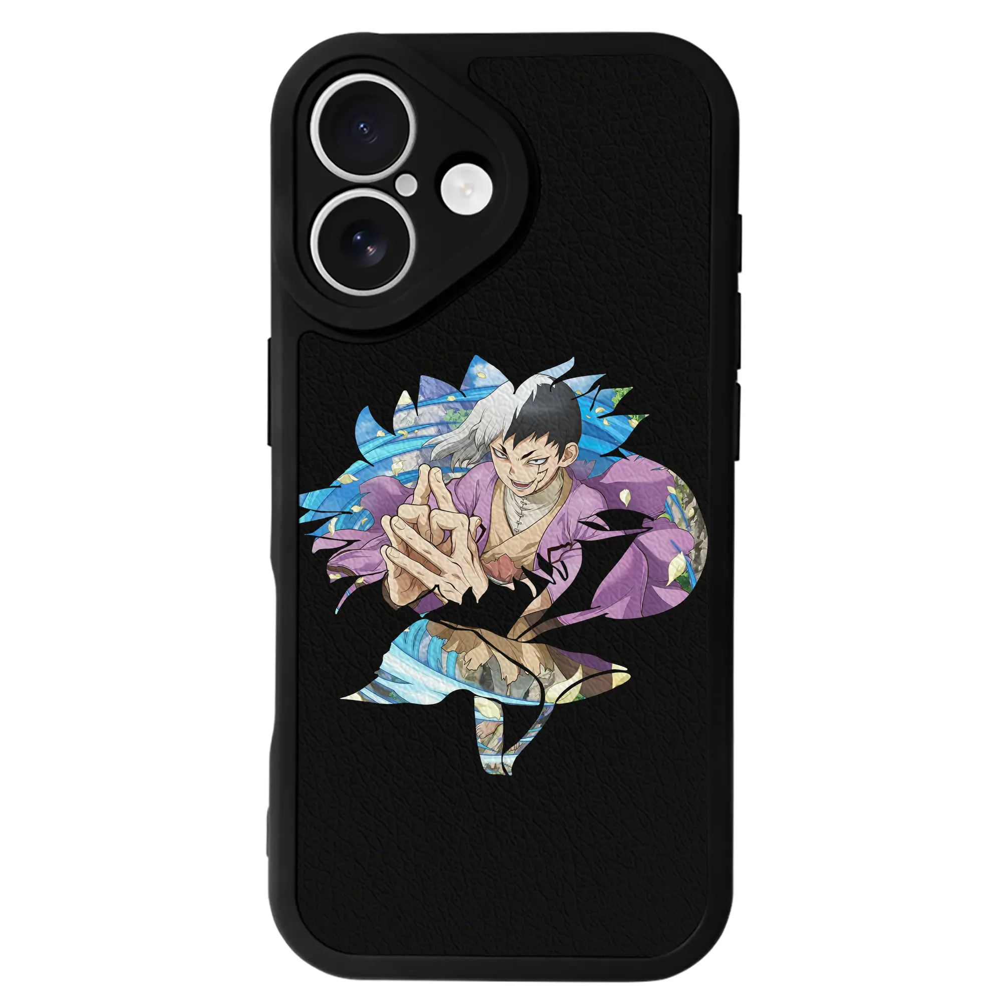 ドクターストーン グッズ,ゲン 銀狼 - IPhone 16シリーズ対応 ・ シリコンスマホケース ・ レザー調 ・ 高精度フィット ・ 耐衝撃 ・ ワイヤレス充電対応 ・ 精密カット